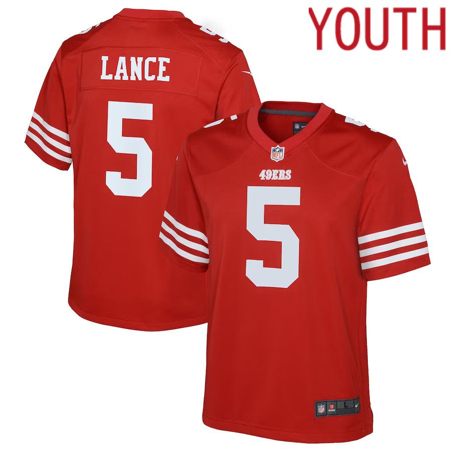 Youth San Francisco 49ers 5 Trey Lance Nike Scarlet Game NFL Jersey